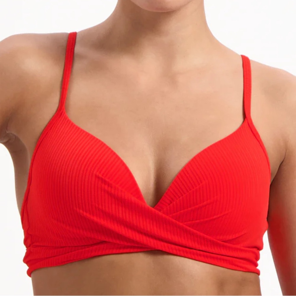 NWOT- Shade & Shore Ribbed Faux Wrap Bikini Top
